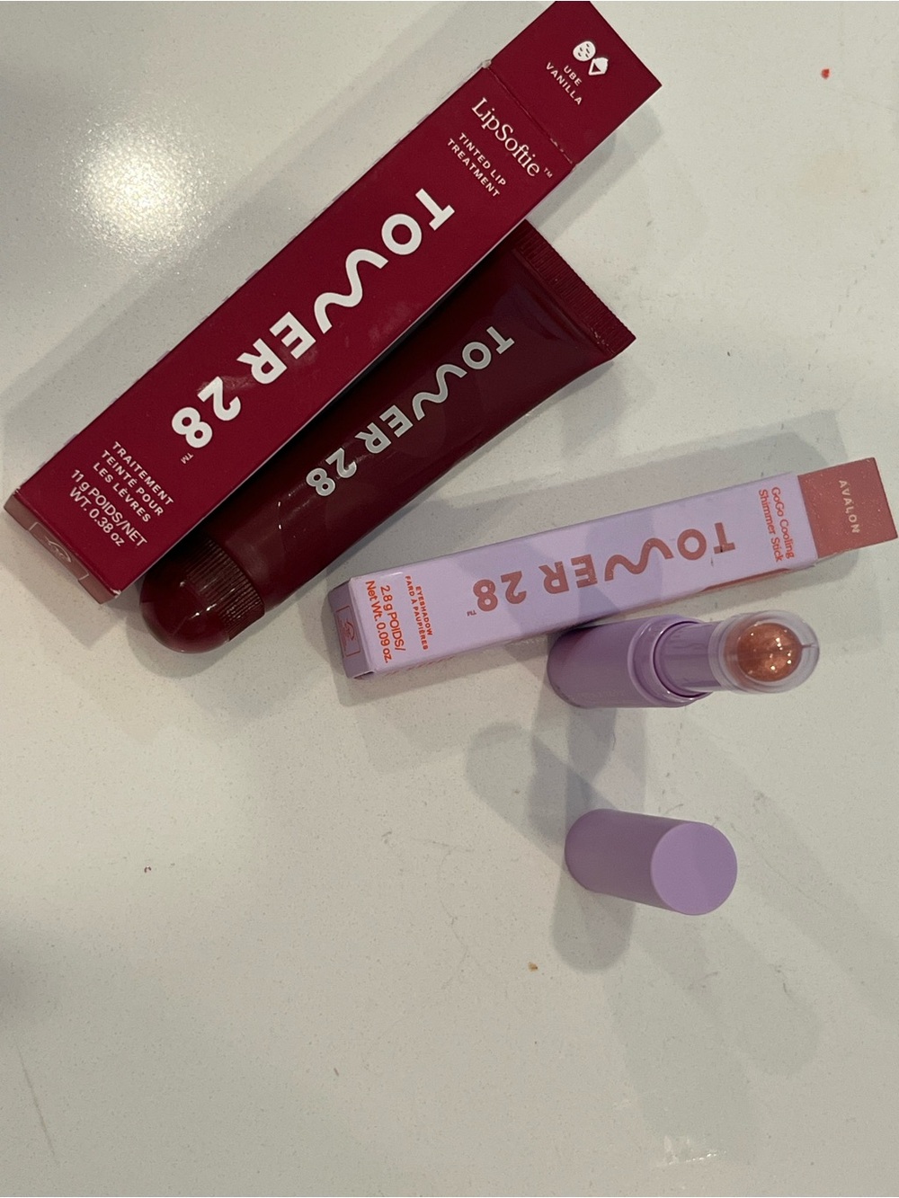 Tower 28 Eyeshadow stick ( cooking) Avalon and lip jelly